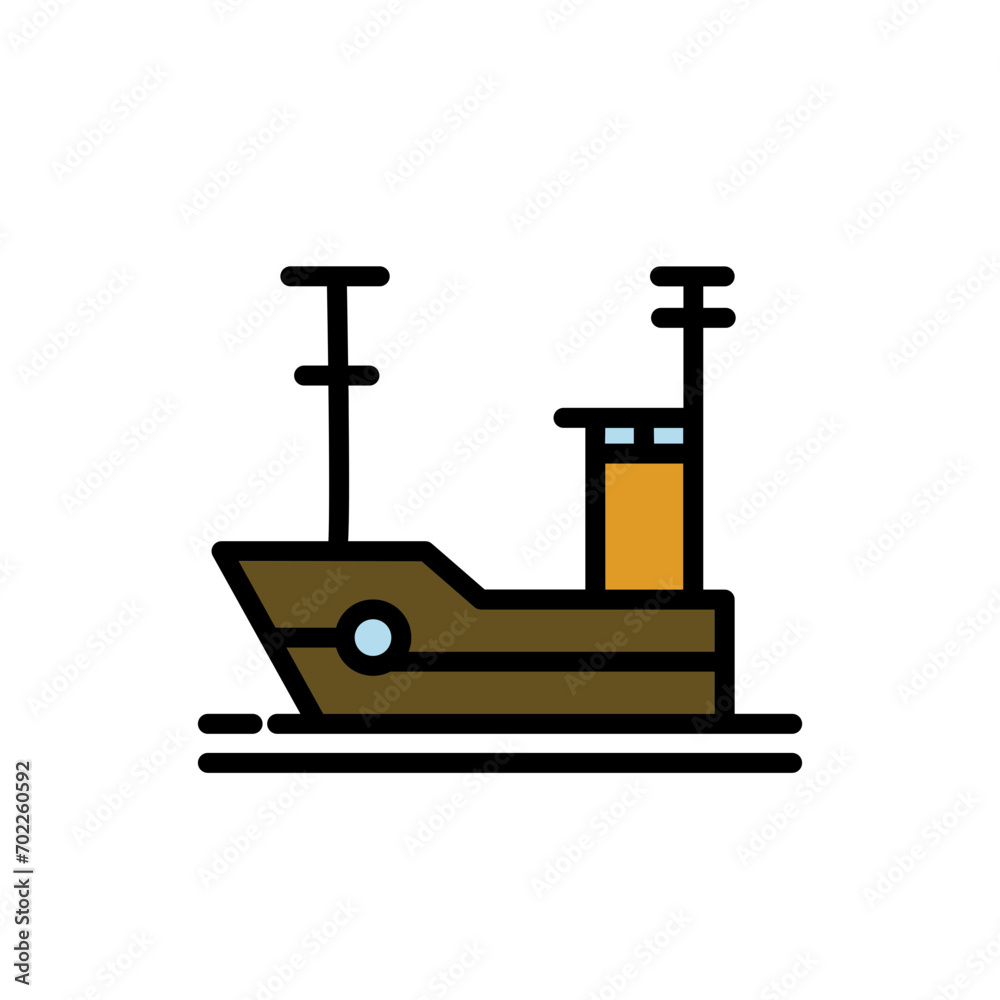Art Fish Boat Filled Outline Icon Art Fish Boat Filled Outline Icon