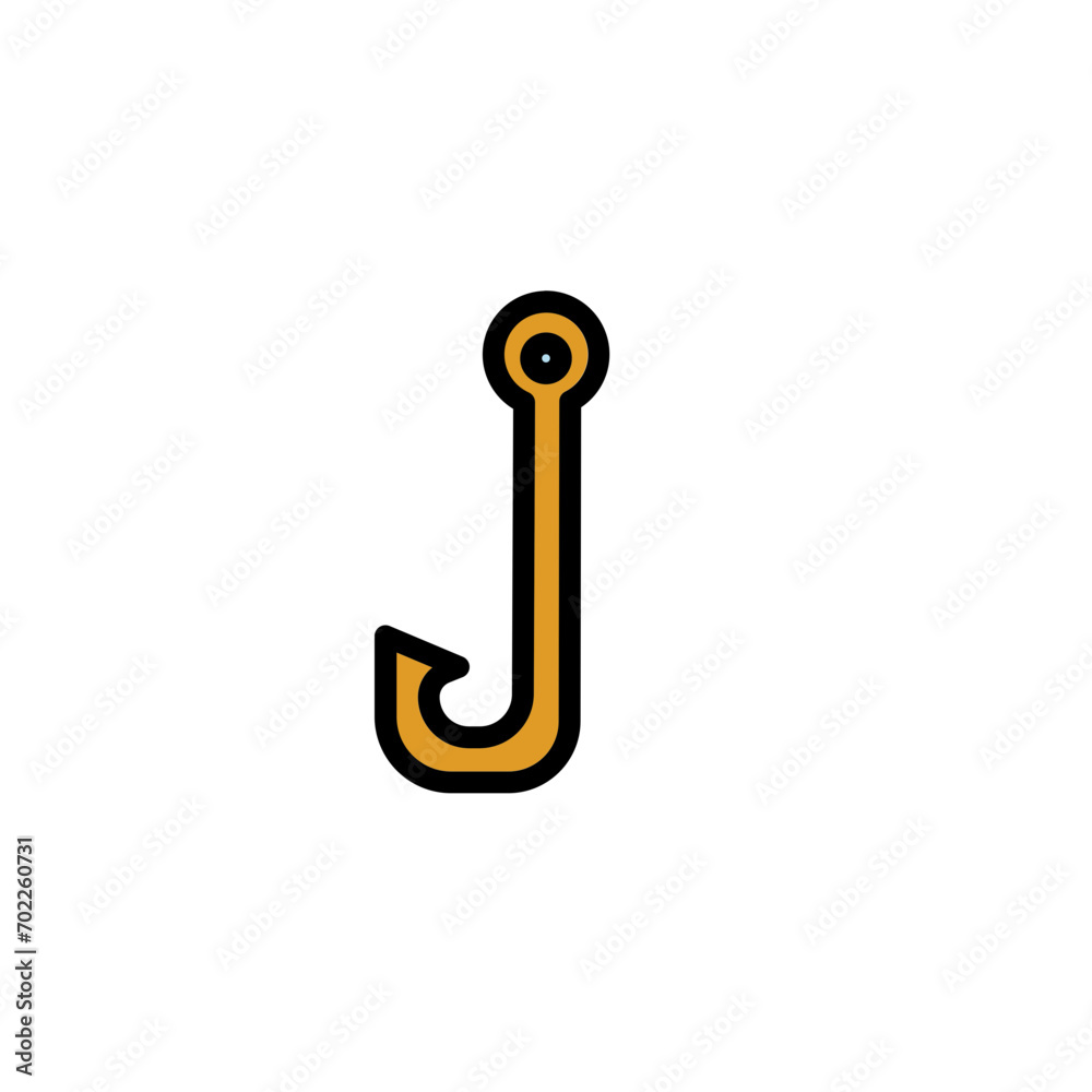 Fish Fishing Hook Filled Outline Icon Fish Fishing Hook Filled Outline Icon