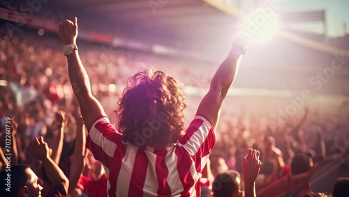 a group of supporter chant in stadium