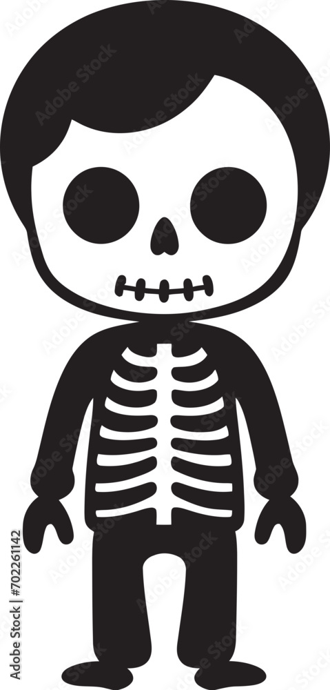Whimsical Bone Mascot Cute Black Icon Soothing Skeleton Design Black Logo Whimsical Bone Mascot Cute Black Icon Soothing Skeleton Design Black Logo