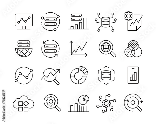 Data Analysis Icons - Vector Line. Editable Stroke.