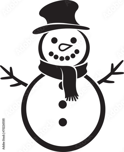 Icy Delight Cute Snowman Logo Smiling Snow Sculpture Black Icon