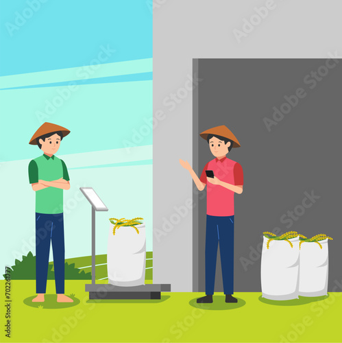 Farmers weigh their crops for sale