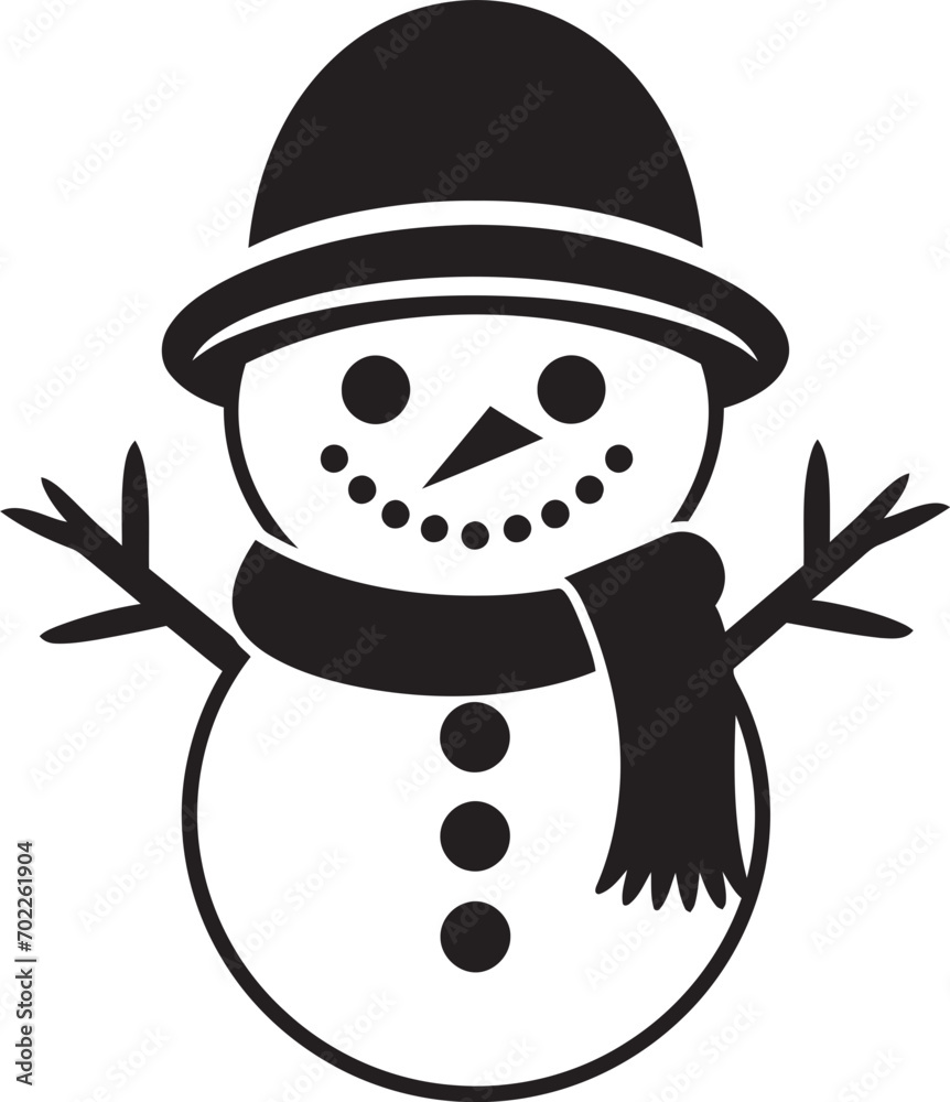 Fluffy Snowy Fun Black Vector Design Whimsical Frosty Friend Cute Snowman Fluffy Snowy Fun Black Vector Design Whimsical Frosty Friend Cute Snowman