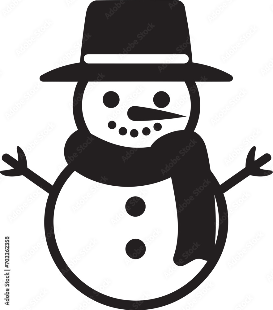 Winter Whimsy Black Vector Snowflake Serenade Cute Snowman