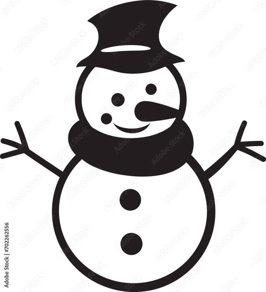 Adorable Frosty Flurry Black Icon Cheerful Snowman Charm Cute Logo Adorable Frosty Flurry Black Icon Cheerful Snowman Charm Cute Logo