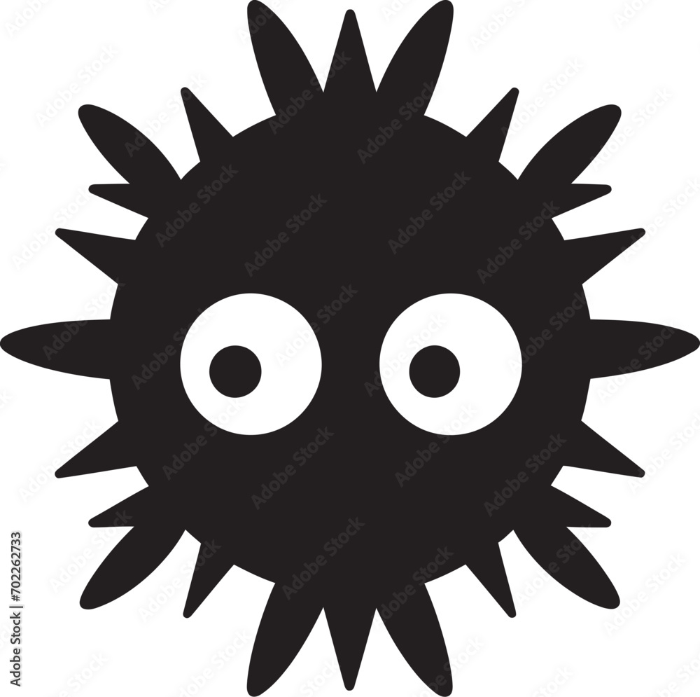 Viral Fluffiness Cute Vector Icon Cheerful Pathogenic Pal Black Design