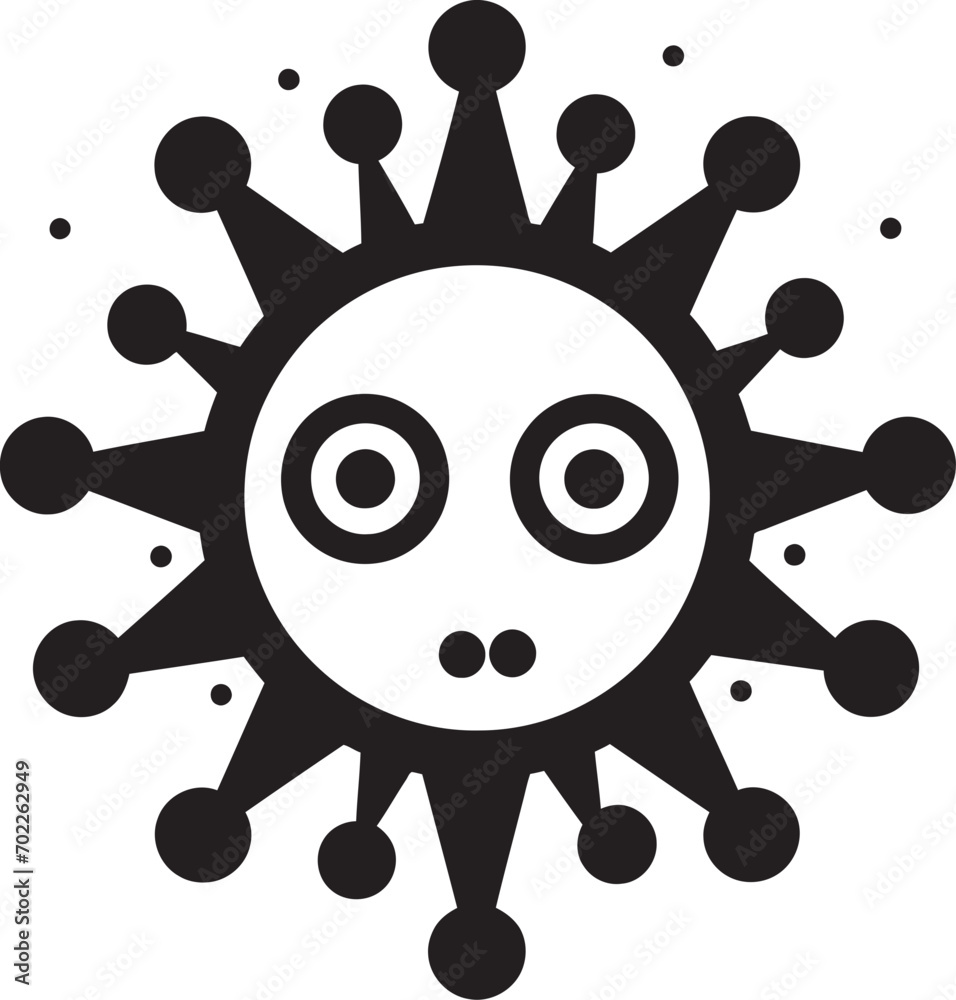 Chirpy Virus Fluffiness Black Vector Friendly Microbial Delight Cute Logo Icon