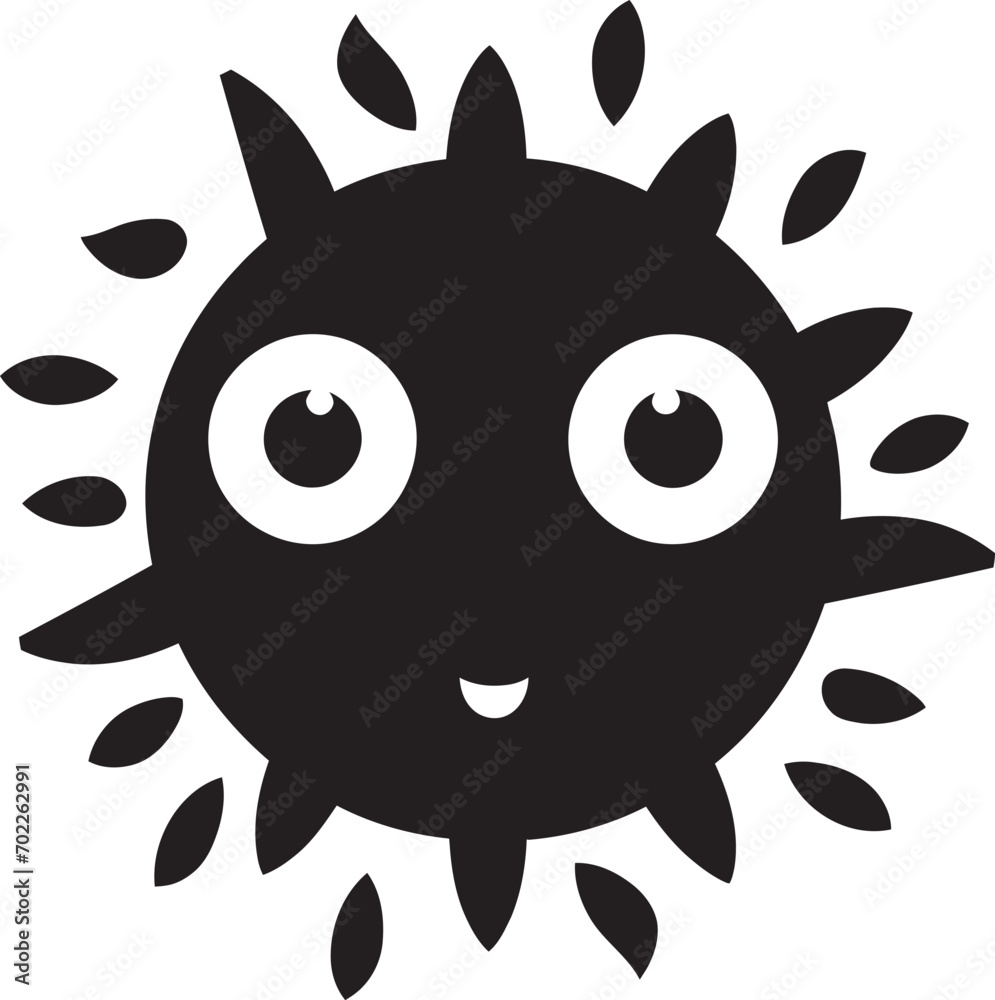 Infectious Whimsical Fun Cute Icon Design Playful Virus Embrace Black Logo
