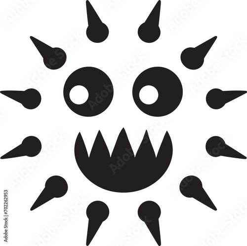 Friendly Microbe Joy Black Vector Design Viral Embrace Cute Black Logo Icon