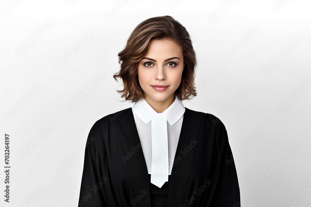 Female lawyer on white background. Woman lawyer portrait isolated on white background copy space for text. International Be Kind to Lawyers Day concept Female lawyer on white background. Woman lawyer portrait isolated on white background copy space for text. International Be Kind to Lawyers Day concept