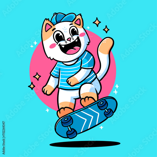 Cartoon skateboard cat