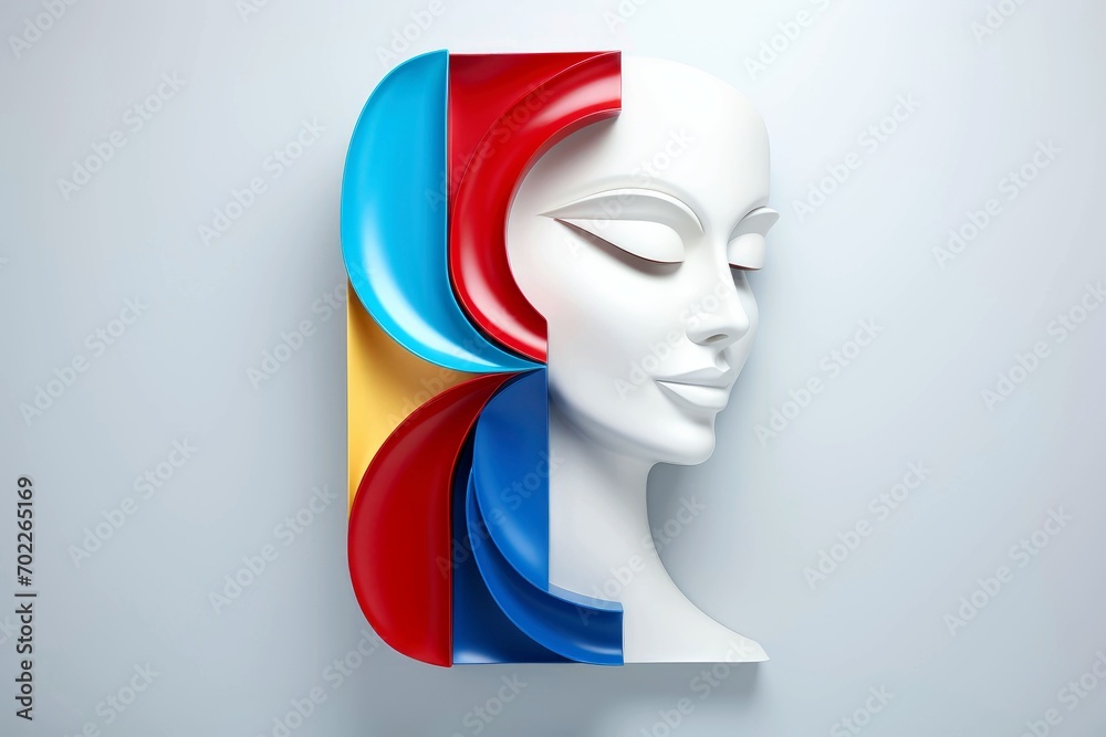 3d abstract human head,face, Psychic waves concept 3d abstract human head,face, Psychic waves concept