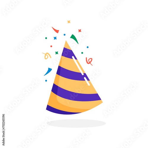Birthday cap. Cartoon party hat. Vector illustration