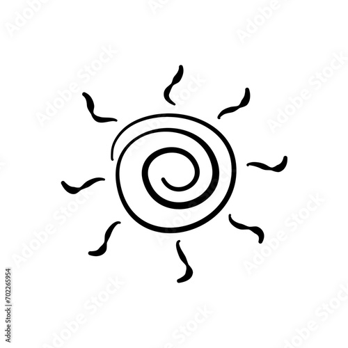 Simple doodle sun Outline 