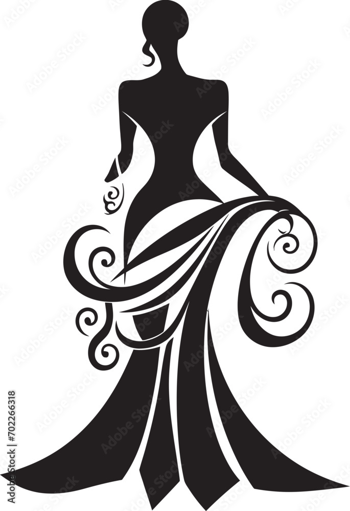 Timeless Beauty Black Vector Dress Runway Radiance Iconic Dress Emblem