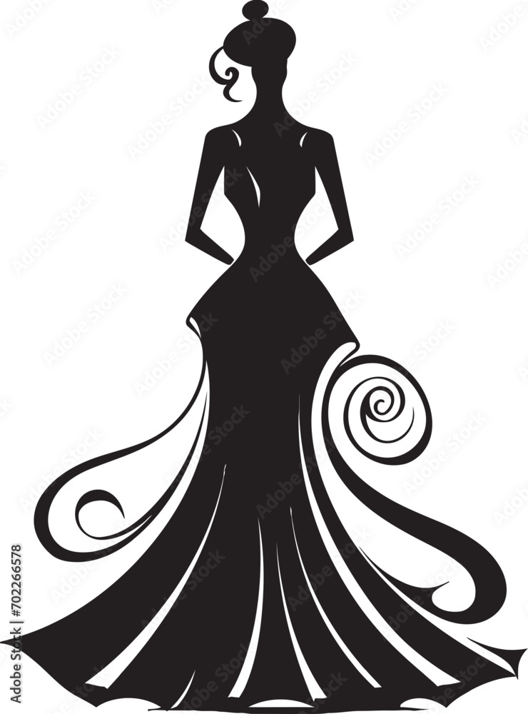 Couture Essence Womans Dress Icon Fashionistas Chic Black Dress Emblem