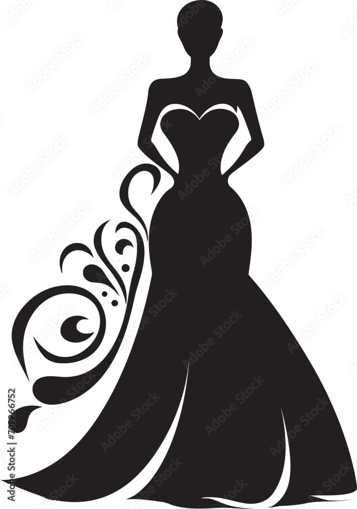 Elegant Drapery Black Dress Emblem Couture Signature Vector Dress Icon Elegant Drapery Black Dress Emblem Couture Signature Vector Dress Icon