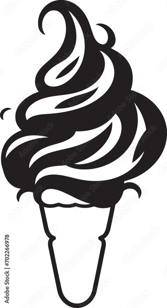Fototapeta premium Frosty Temptation Black Cone Treat Scoopfuls of Delight Ice Cream Logo Icon
