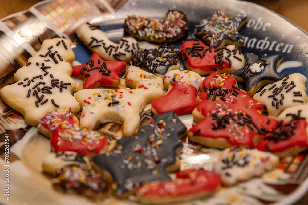 Baked Christmas cookies on a plate Baked Christmas cookies on a plate