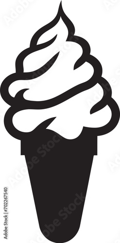 Scoopfuls of Happiness Black Cone Design Chilled Temptation Ice Cream Cone Vector photo