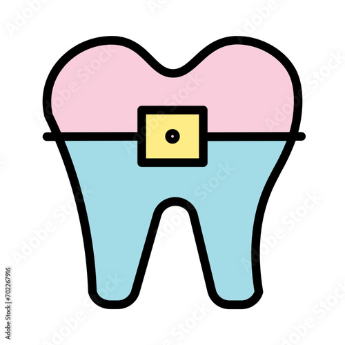 Braces Care Dental Filled Outline Icon