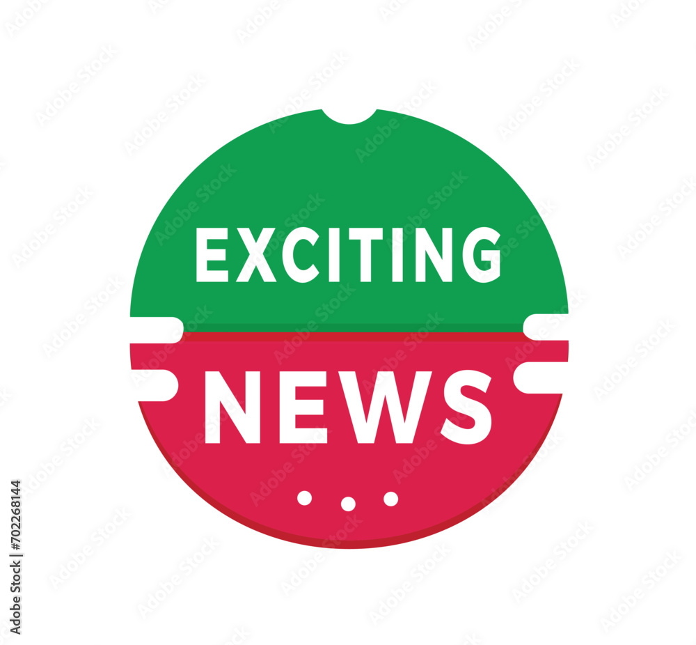 Exciting news banner design sticker icon. flat style Vector template on white background. Exciting news banner design sticker icon. flat style Vector template on white background.