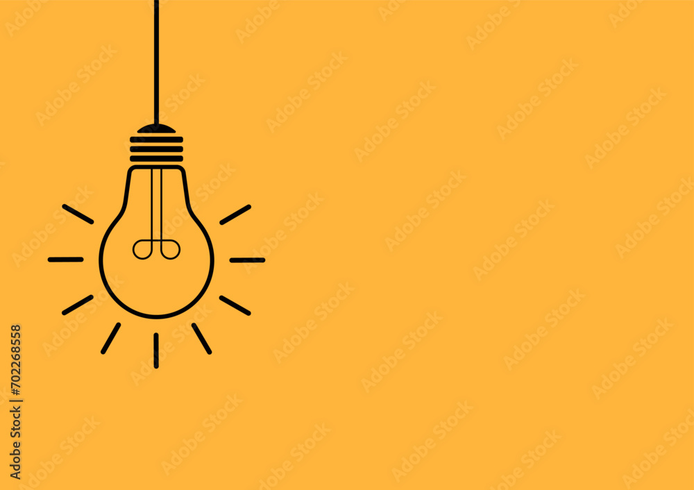 Light Bulb with Idea Concept on Yellow Background. Idea, Innovation, Inspiration and Creativity Concept. Vector Illustration. Light Bulb with Idea Concept on Yellow Background. Idea, Innovation, Inspiration and Creativity Concept. Vector Illustration.