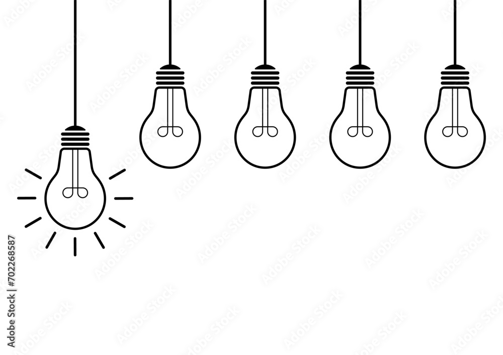 Light Bulb with Idea Concept on White Background. Idea, Innovation, Inspiration and Creativity Concept. Vector Illustration. Light Bulb with Idea Concept on White Background. Idea, Innovation, Inspiration and Creativity Concept. Vector Illustration.