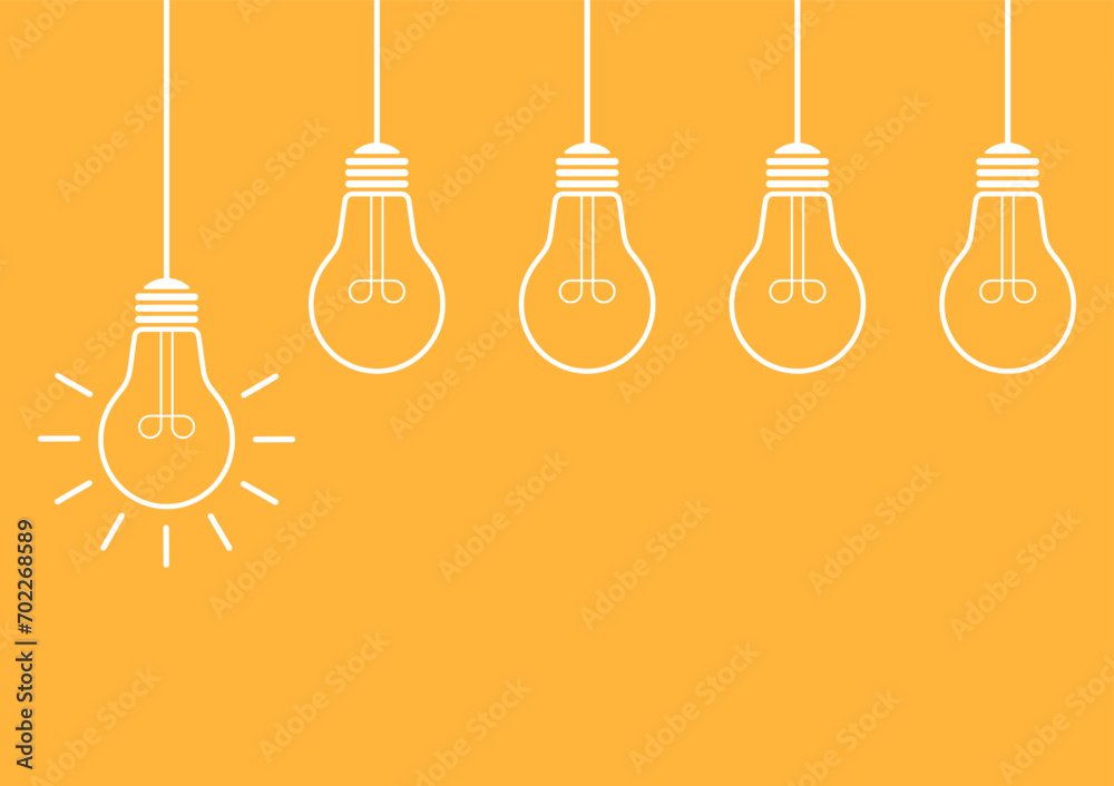Light Bulb with Idea Concept on Yellow Background. Idea, Innovation, Inspiration and Creativity Concept. Vector Illustration. Light Bulb with Idea Concept on Yellow Background. Idea, Innovation, Inspiration and Creativity Concept. Vector Illustration.
