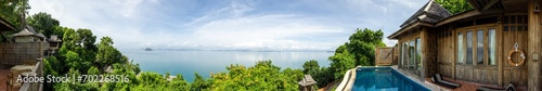 Villa panorama with turquoise sea summer and blue sky , Koh yao yai , Thailand