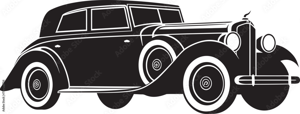 Ride Through Time Black Car Icon Legacy Wheels Vintage Emblem Icon