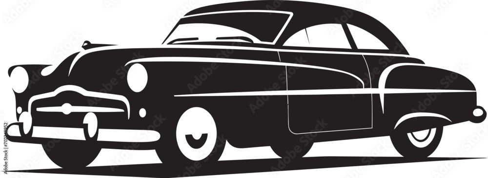 Heritage Wheels Black Car Icon Retro Classics Car Emblem Design