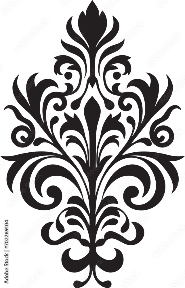 Baroque Splendor Black Filigree Icon Luxurious Etchings Vintage Emblem Design