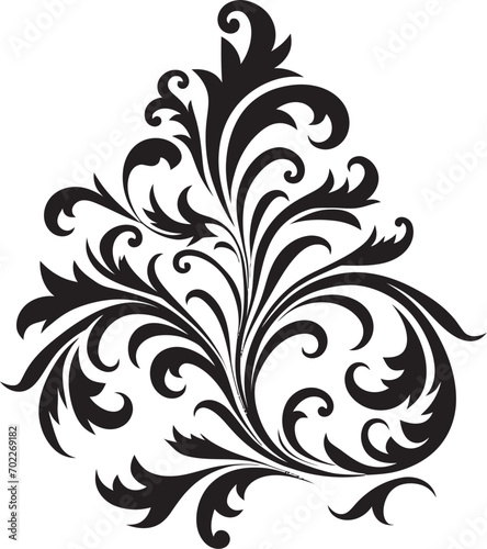 Baroque Splendor Black Filigree Icon Luxurious Etchings Vintage Emblem Design