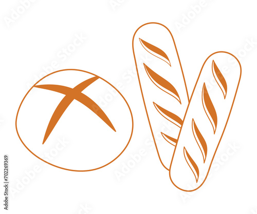 Bread and bakery vector design art. Cute icon of kinds of fresh tasty bread 