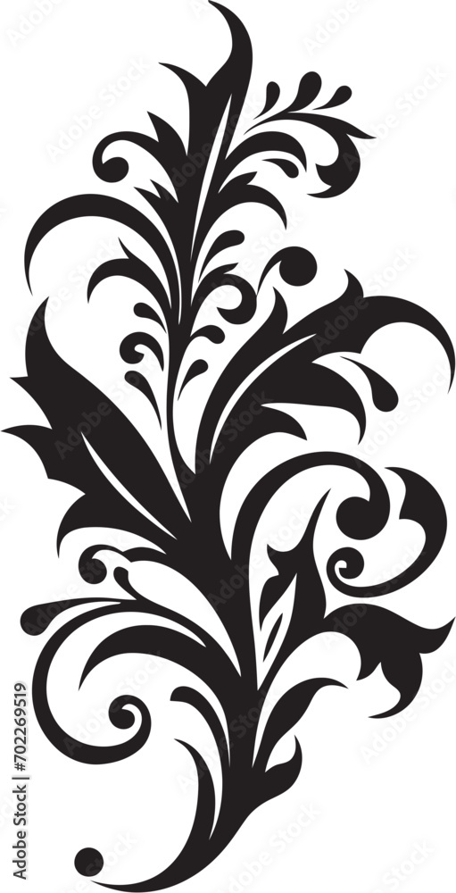 Luxurious Etchings Black Filigree Design Artistic Flourish Vintage Emblem Icon