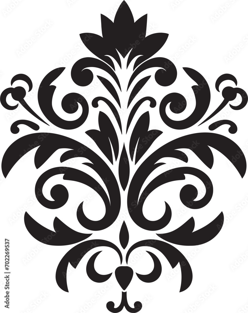Victorian Finesse Vintage Icon Emblem Intricate Artistry Black Filigree Emblem