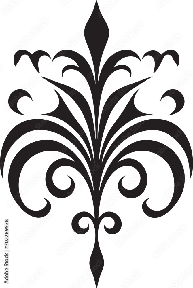 Intricate Artistry Black Filigree Emblem Elegant Heritage Vintage Deco Design