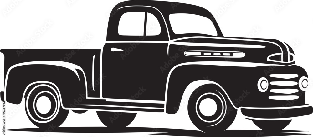 Retro Rig Black Pickup Logo Vintage Cargo Logo Icon Design