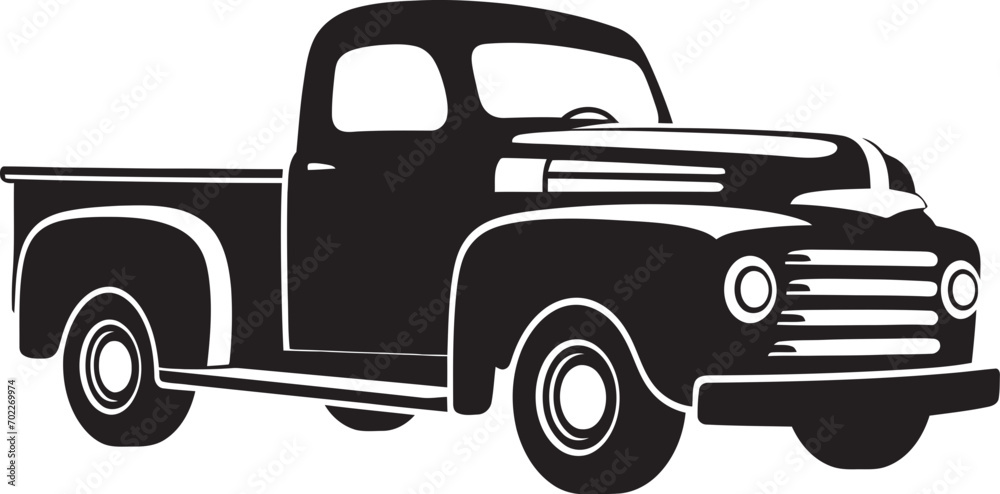 Fototapeta premium Retro Mover Black Emblem Design Classic Hauls Vintage Truck Icon