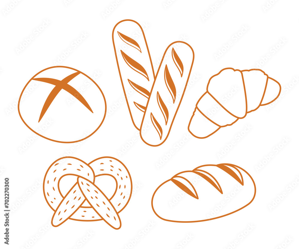 Bread and bakery vector design art. Cute icon of kinds of fresh tasty bread Bread and bakery vector design art. Cute icon of kinds of fresh tasty bread