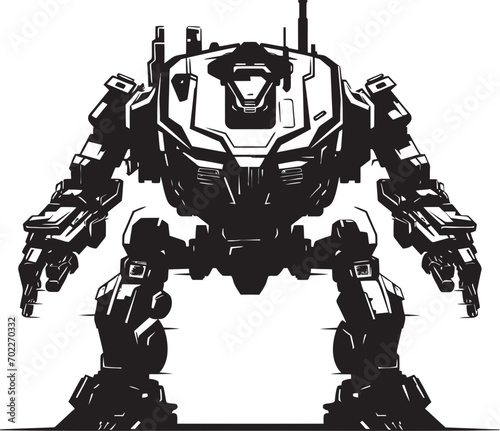 Armored Enforcer Black Robot Emblem Warbot Legacy Logo Icon Design