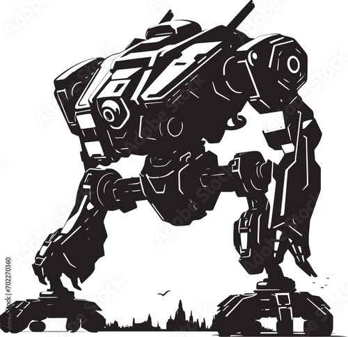 Cybernetic Enforcer War Emblem Icon Warrior Machine Black Robot Logo