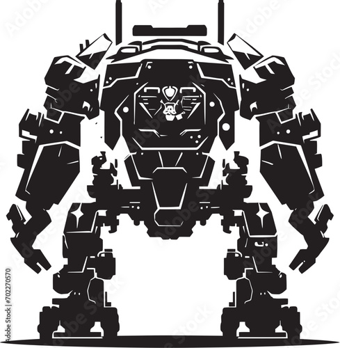 Armored Enforcer Black Logo Robot Tech Sentinel War Icon Emblem