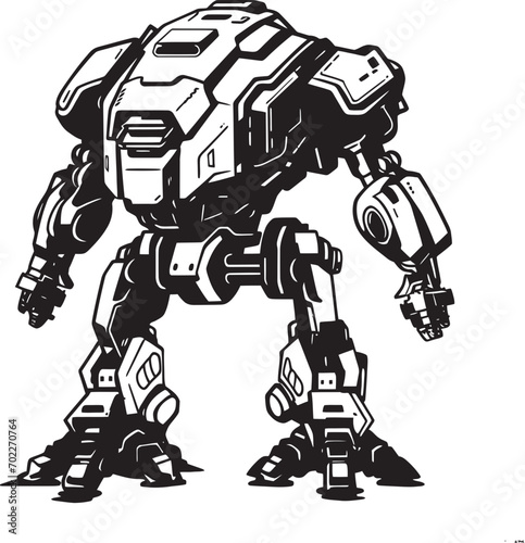 Iron Sentinel Black Robot Emblem Combat Enforcer War Logo Icon