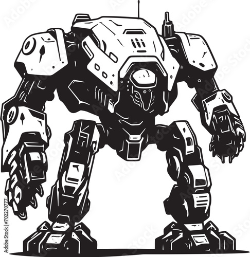Combat Vanguard Black Logo Design Robotic Enforcer War Robot Icon
