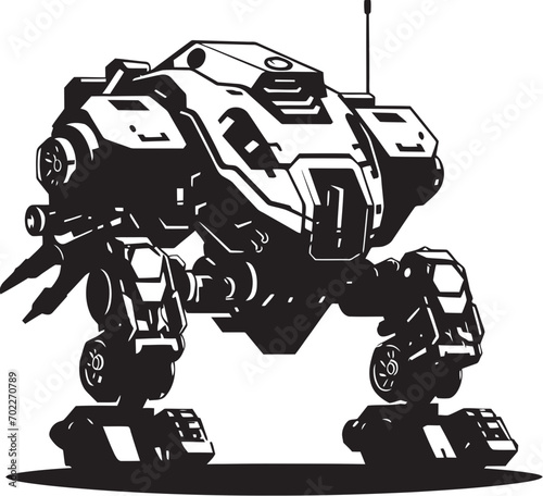 Tech Legionnaire War Robot Emblem Futuristic Sentinel Black Logo Robot