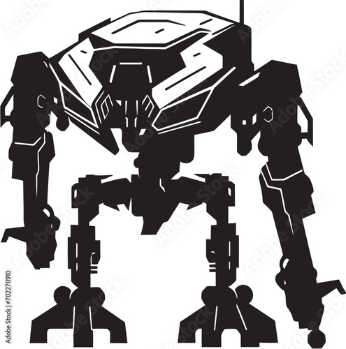 Cybernetic Guardian Black Robot Emblem Mechanical Enforcer War Logo Design