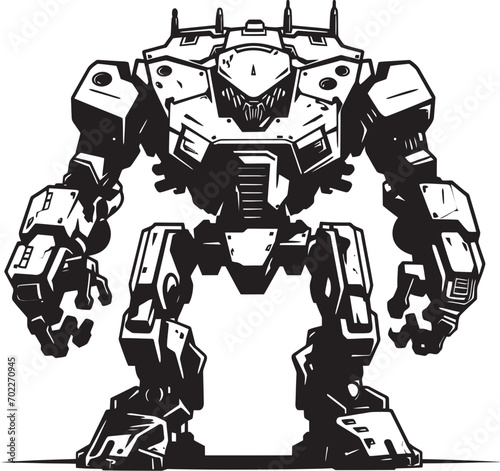 Futuristic Enforcer Black Logo Robot Iron Legionnaire War Icon Design